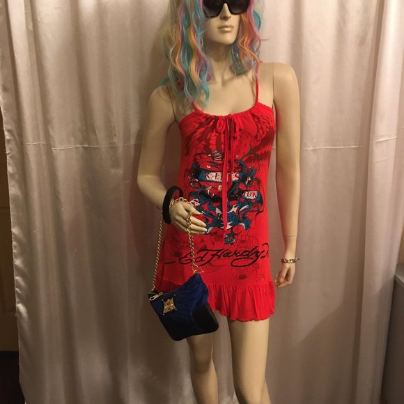 RARE FIND! gorgeous vintage brand new, Ed HARDY dress with graphics and crystals - Picture 15 of 15